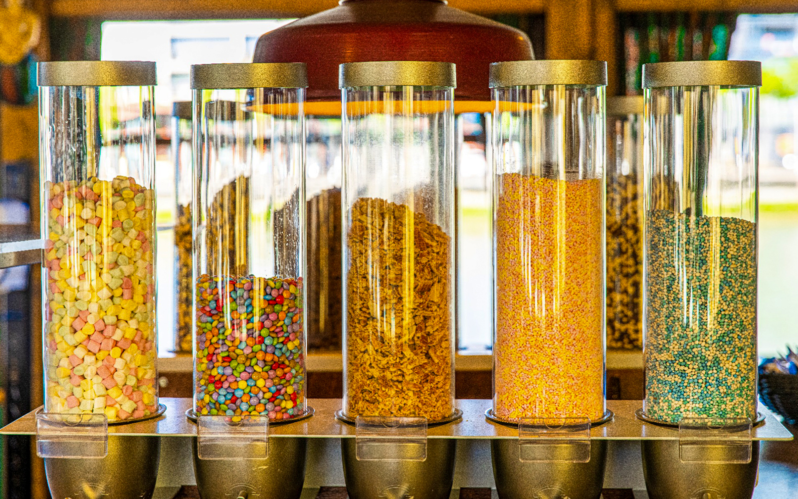 Candy dispensers on a pancake cruise in Rotterdam.