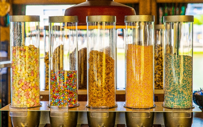 Candy dispensers on a pancake cruise in Rotterdam.