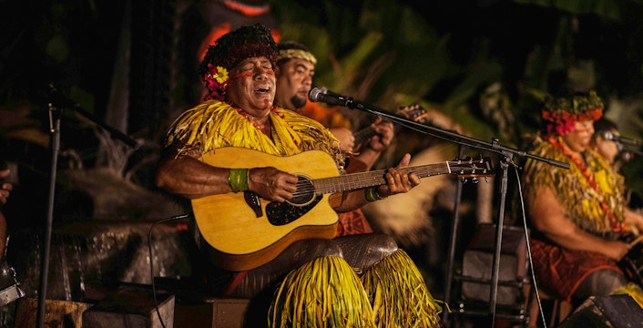 Musicians performing at Chief's Luau, Oahu, Hawaii.