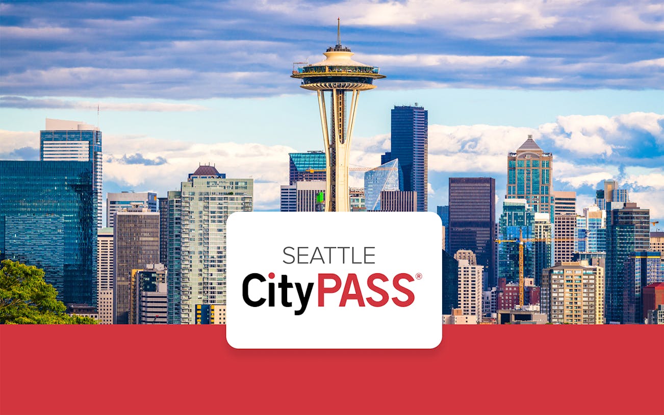 Seattle skyline featuring the Space Needle with CityPASS® logo in foreground.