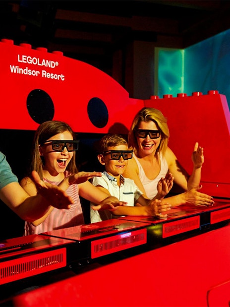 Family enjoying 4D ride at LEGOLAND® Windsor Resort.