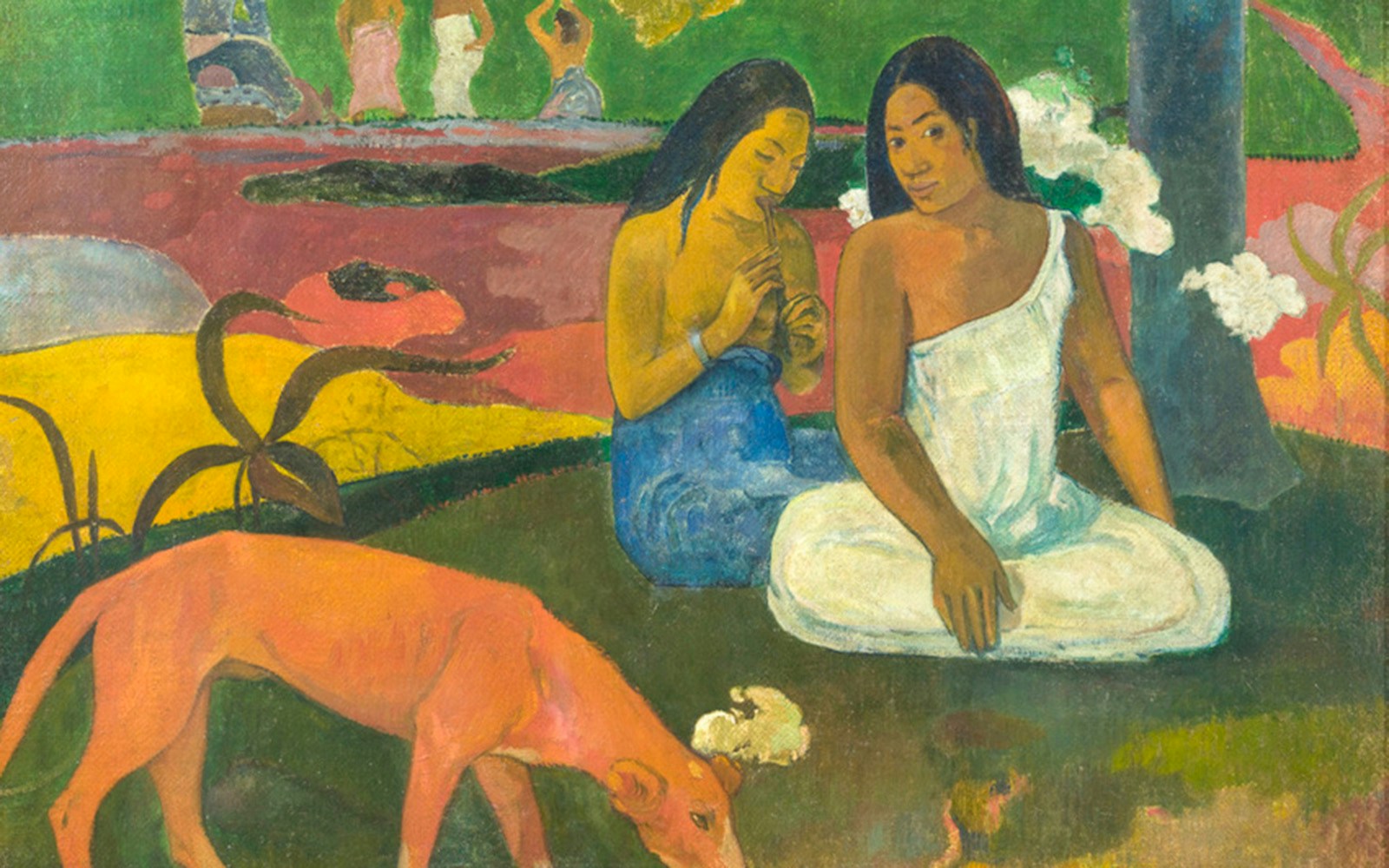 Arearea painting by Paul Gauguin displayed in Orsay Museum, Paris.