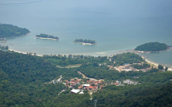 Aerial view of Langkawi islands and coastline from the cable car, Malaysia.