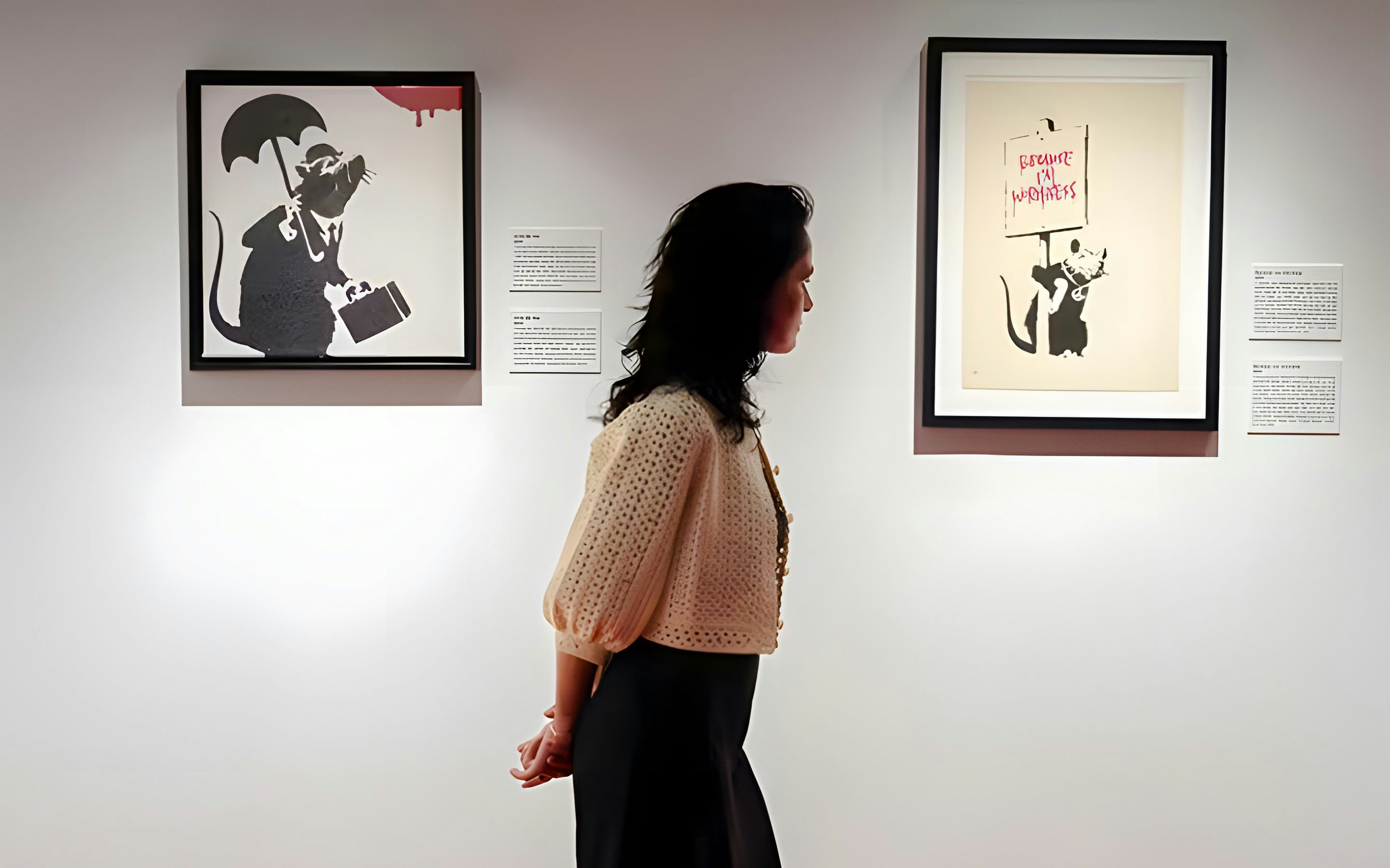 Banksy artwork featuring rats at the Limitless Exhibition.