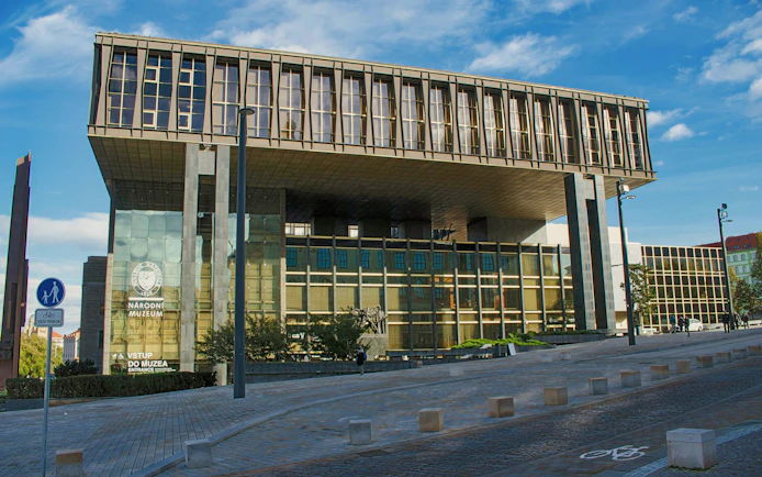 New Building of National Museum in Prague, Czech Republic, with modern architecture.