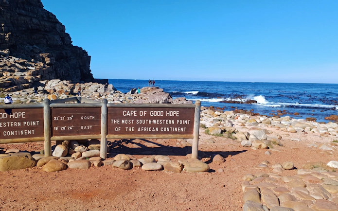 Cape of Good Hope sign with ocean view, Cape Town day tour.