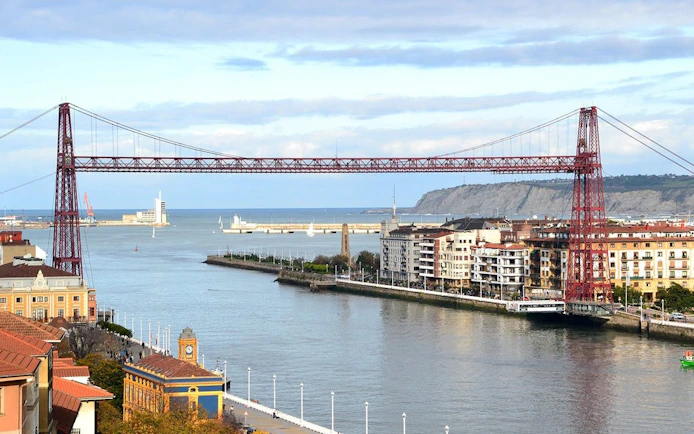 Biscay Bridge spanning the Nervion River in Portugalete, Spain.