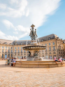 Fountain at Place de la Bourse in Bordeaux during city tour.