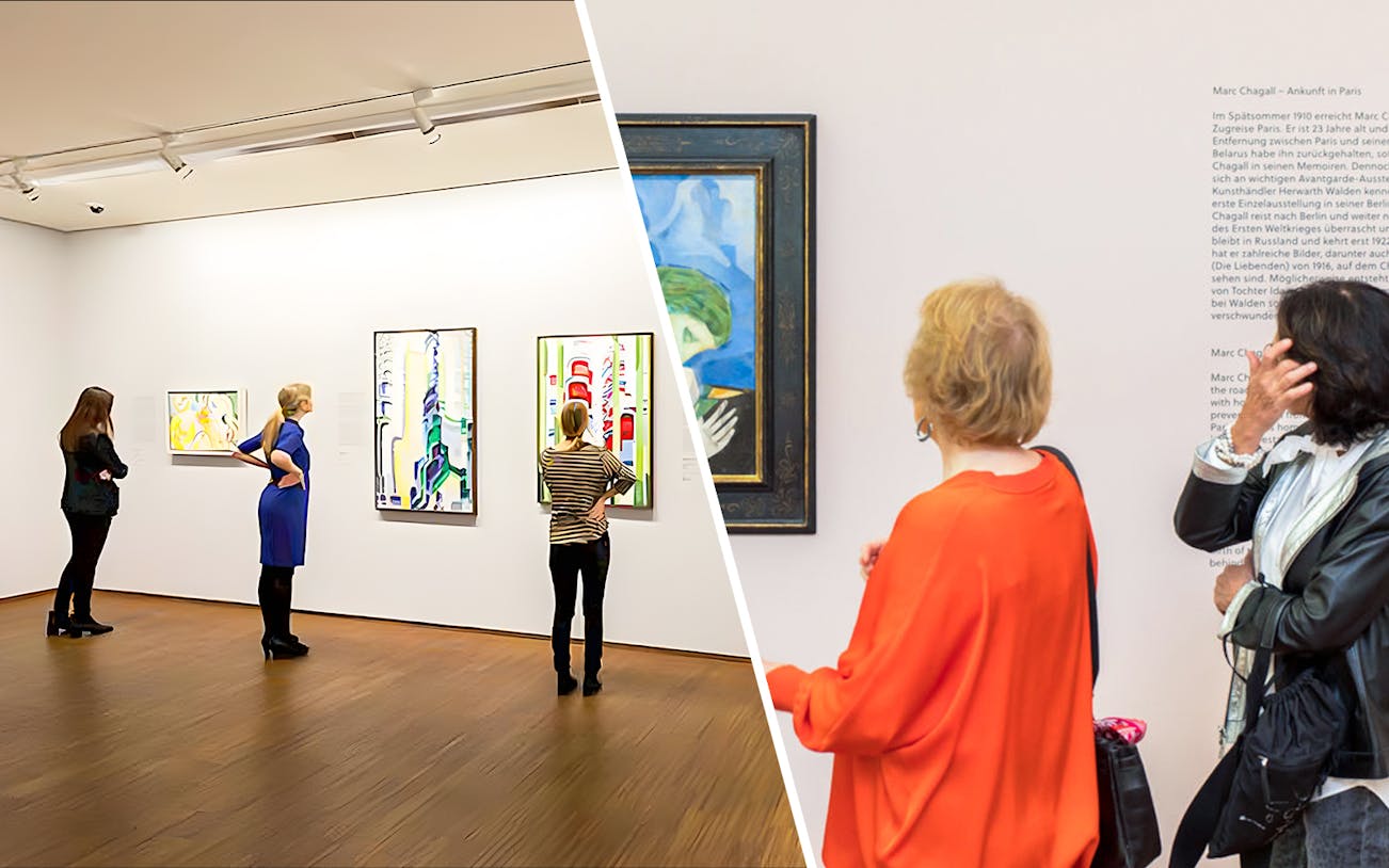 Visitors viewing modern art at ALBERTINA Museum and Heidi Horten Collection in Vienna.