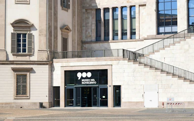 Museo del Novecento entrance in Milan, part of the self-guided city exploration game.