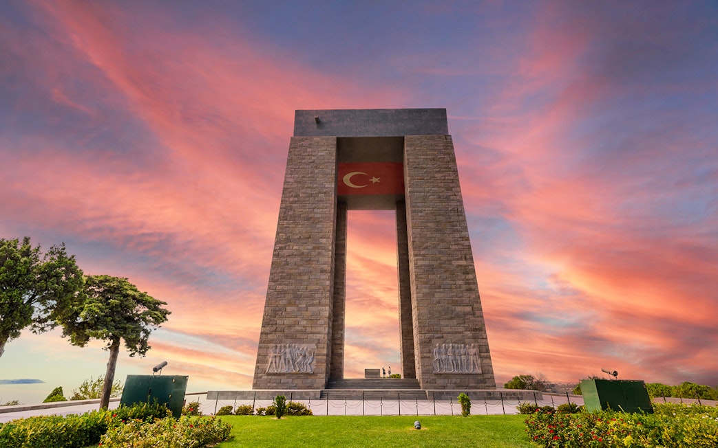 Gallipoli Martyrs' Memorial at sunset, Day Tour from Istanbul.