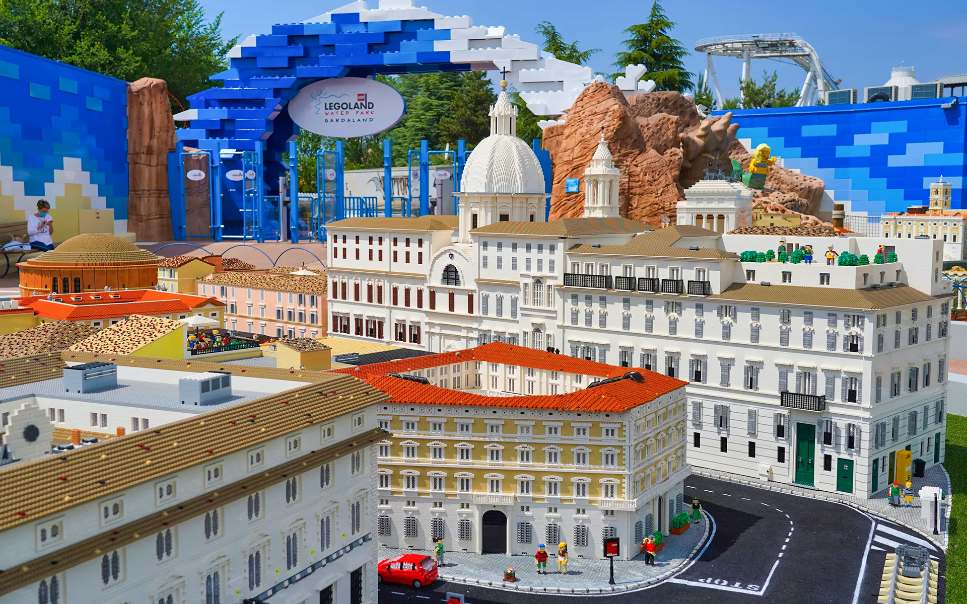 Lego model of Italian architecture at Legoland Waterpark in Gardaland.