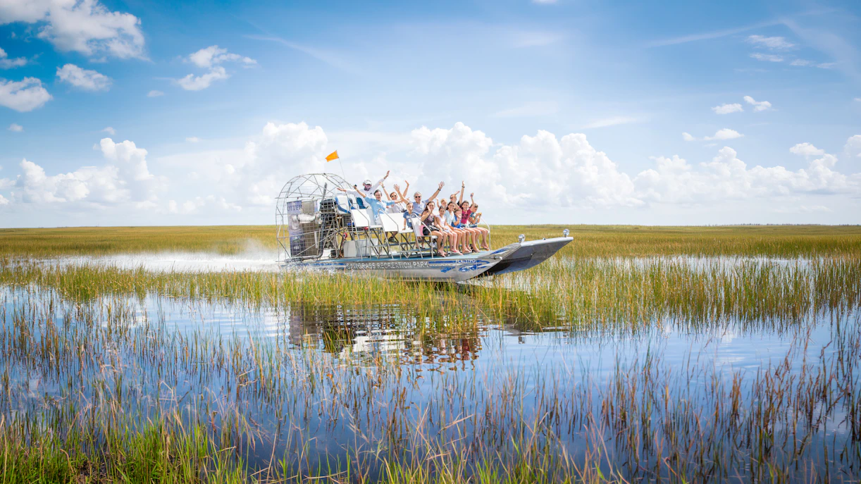 Group of people on Everglades tour in Miami
