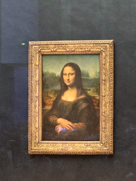 Mona Lisa painting at the Louvre Museum in Paris.