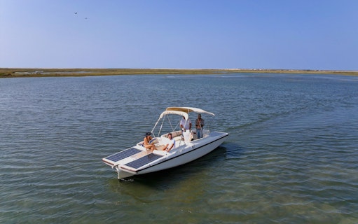 Eco-friendly boat on Ria Formosa lagoon during Algarve tour from Faro.