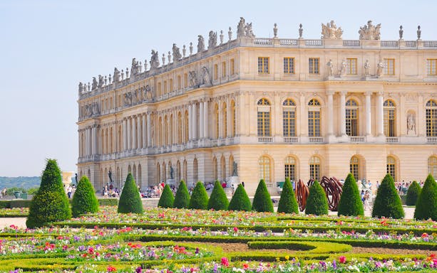Versailles Palace exterior with gardens, Paris tour.