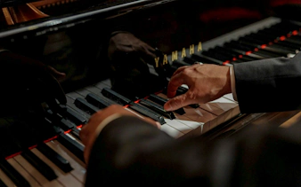 Pianist performing at Imperial Gala Concert, Palais Auersperg, Vienna.