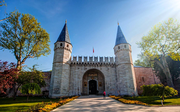 Topkapi Palace entrance in Istanbul, part of the E-pass tour with skip-the-line access.