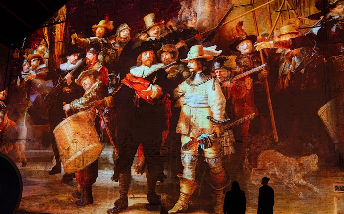 Dutch Masters painting projection at Fabrique des Lumières exhibition.
