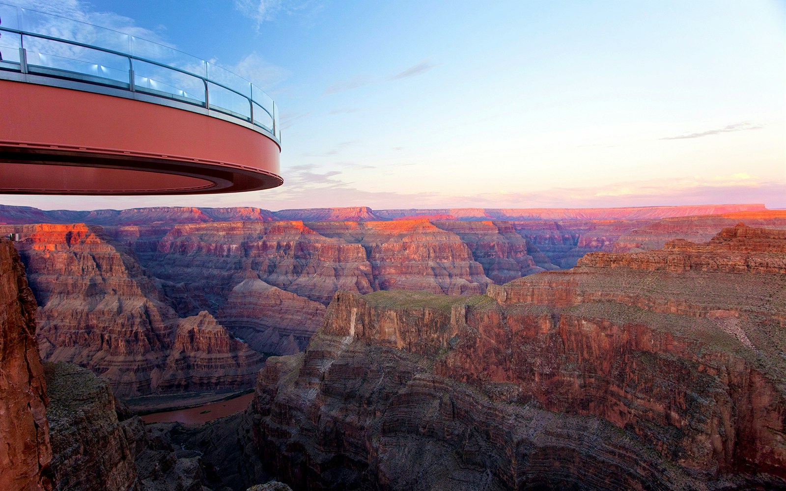 magnificent view of sunset colors in the sky at grand canyon