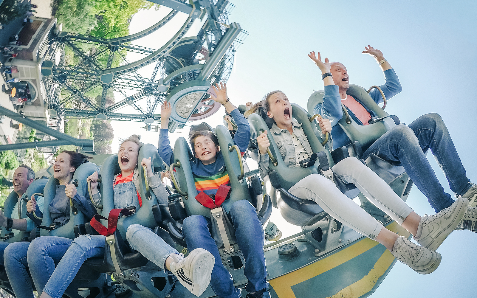 Guests enjoying a roller coaster ride at Efteling Theme Park.