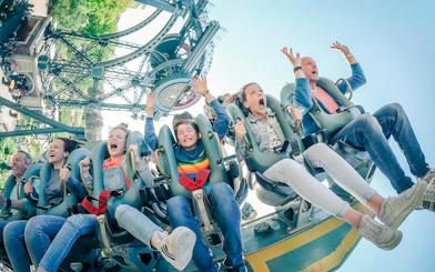 Guests enjoying a roller coaster ride at Efteling Theme Park.