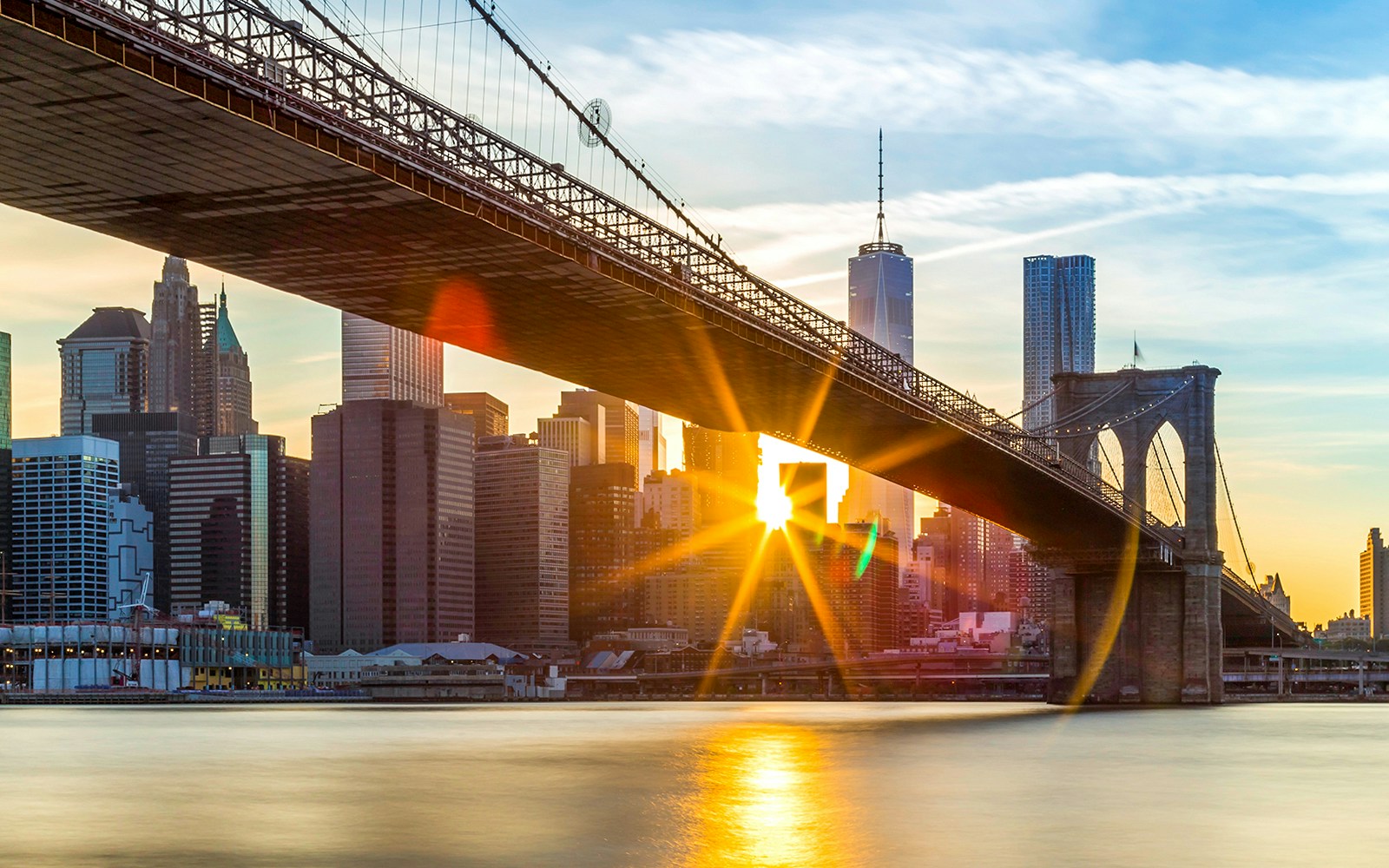 brooklyn bridge during sunset cruise