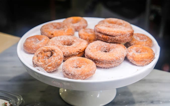 Donuts on a platter from a guided tasting tour in Boston.