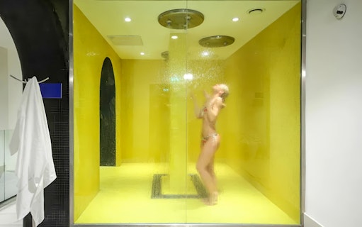Person enjoying a steam shower at Dandar Spa.