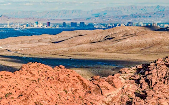 Las Vegas skyline and Red Rock Canyon view from helicopter tour.