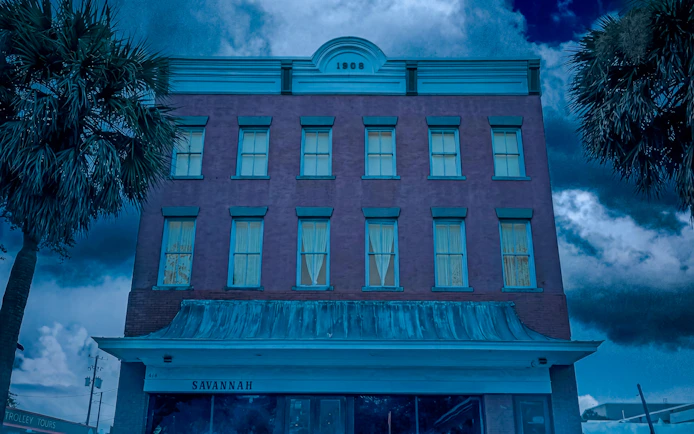 Historic building in Savannah, Georgia, featured in Ghost Hunters of Savannah tour.