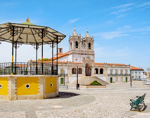 Our Lady of Nazaré church and gazebo in Nazaré, Portugal.