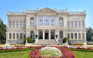 Dolmabahçe Palace exterior with gardens, Istanbul.