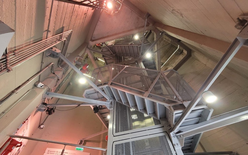 Interior metal stairs of Obelisco de Buenos Aires, Argentina.