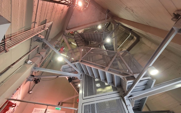 Interior metal stairs of Obelisco de Buenos Aires, Argentina.