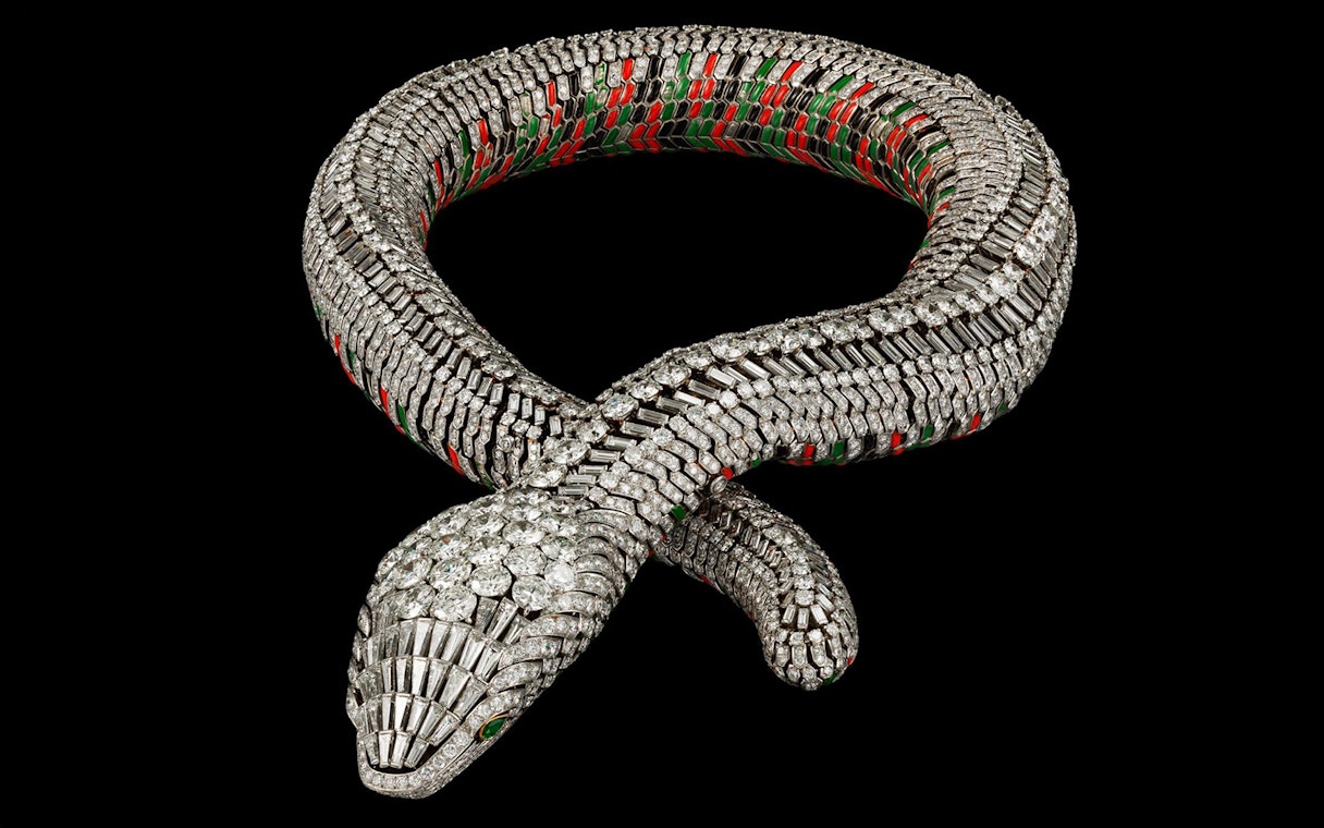 Cartier diamond snake necklace at National Gallery of Victoria, Melbourne Winter Masterpieces® exhibition.