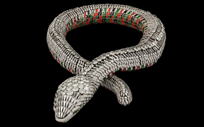 Cartier diamond snake necklace at National Gallery of Victoria, Melbourne Winter Masterpieces® exhibition.