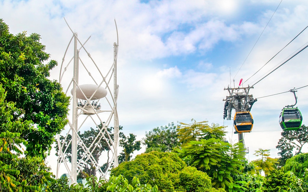 Skyhelix Sentosa with cable cars in Singapore.