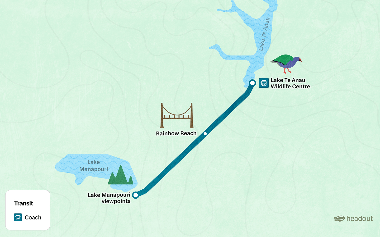 TeAnaut oLake Manapouri route map