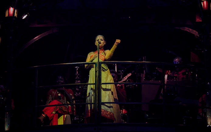 Performer on stage during Kooza show in Brisbane.