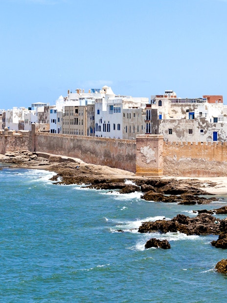 Essaouira city walls along the Atlantic Ocean, Morocco.