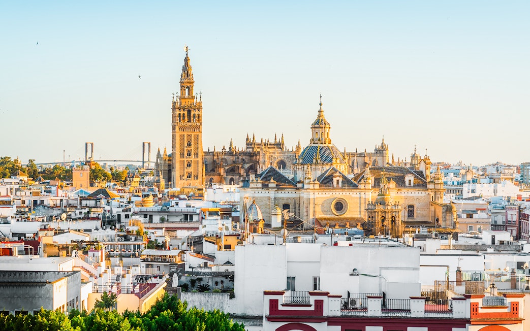 Seville Cathedral and Giralda tower in Seville, Andalusia, Spain.