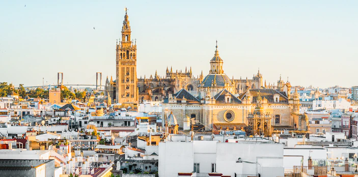 Seville Cathedral and Giralda tower in Seville, Andalusia, Spain.