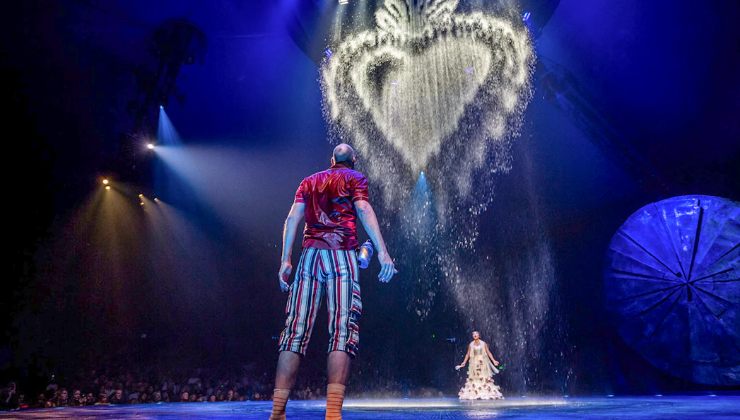 Performer under water display at Cirque du Soleil: LUZIA in New York.