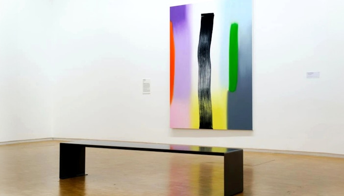 Art installation inside Centre Pompidou, Paris, featuring colorful geometric structures.