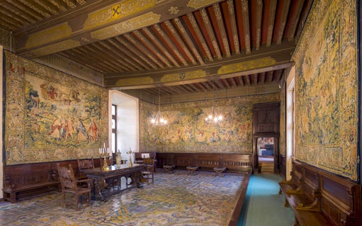 Domaine du Chaumont-sur-Loire Castle interior with ornate tapestries, Loire Valley.