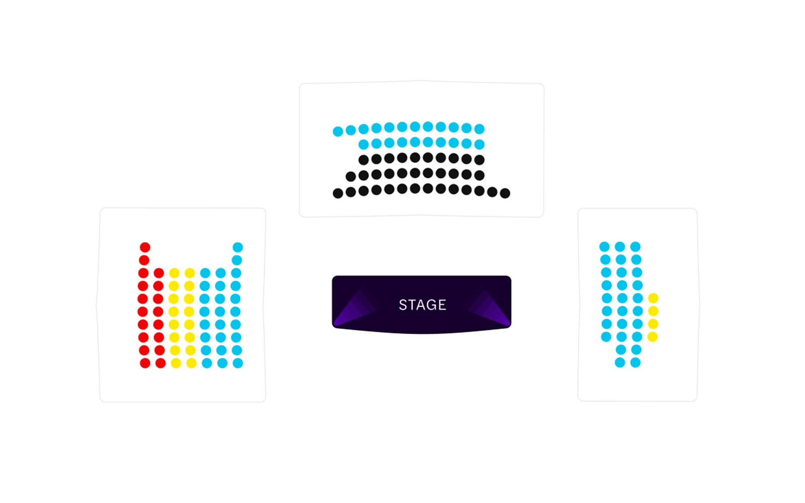 Tablao Flamenco 1911 show seating map with stage and audience layout.