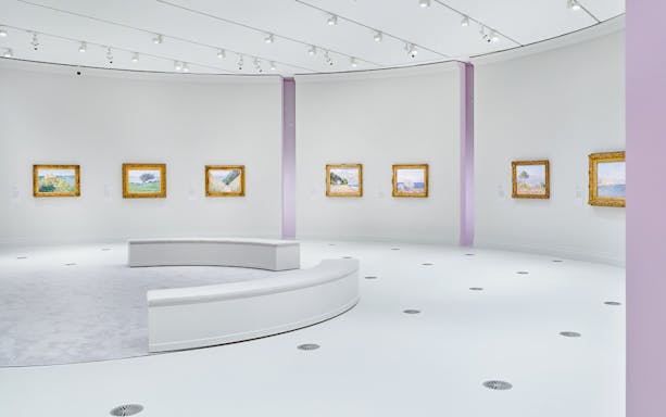 Paintings displayed in a gallery at NGV for Melbourne Winter Masterpieces 2025: French Impressionism.
