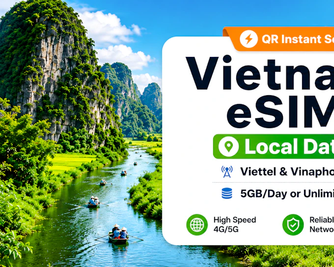 Vietnam 5G Tourist eSIM by Viettel: 5GB/Day Data-Only