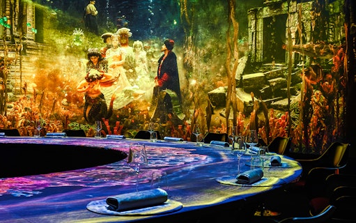 Immersive art installation at IMAGINARY ART show, KRASOTA Dubai, featuring a vibrant underwater scene.